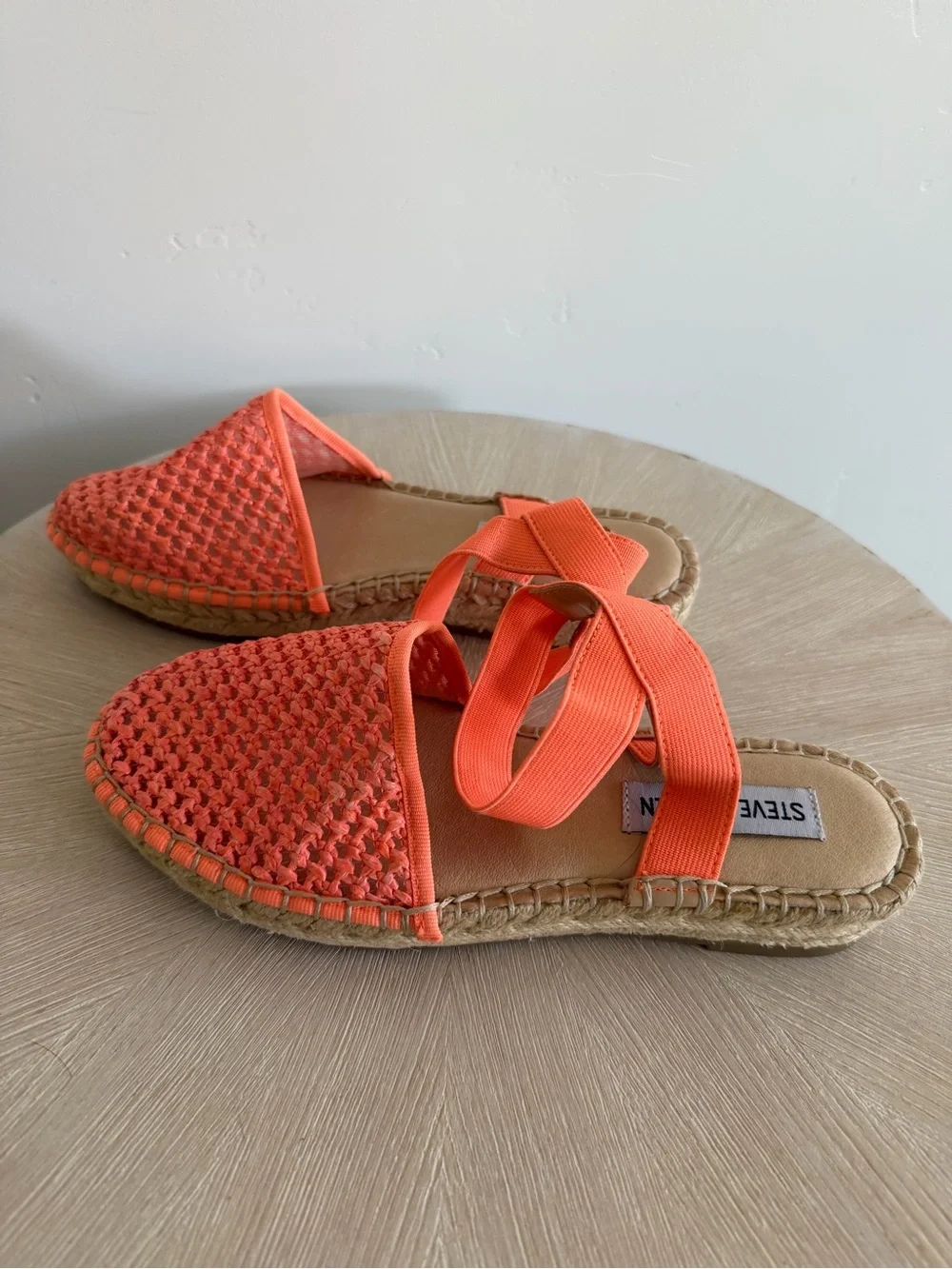 231. Steve Madden Coral Orange Woven Espadrille Sandal